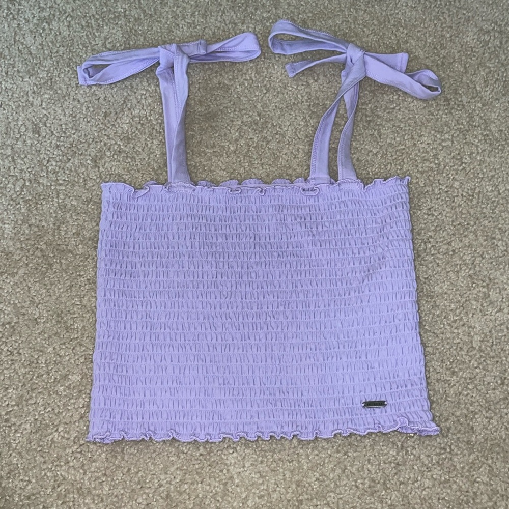 Hollister purple textured tie cropped tube top